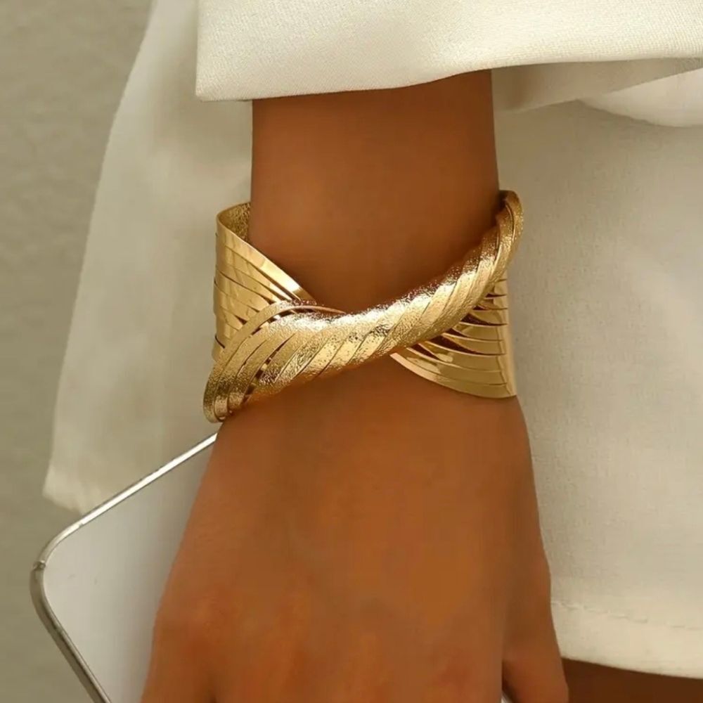 Gold Statement Bangle Bracelet Stainless steel